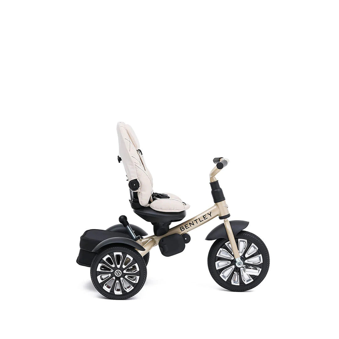 Bentley Trike 6-in-1 V2 Mulliner Gold Limited Edition; beige frame with padded beige seat and black wheels