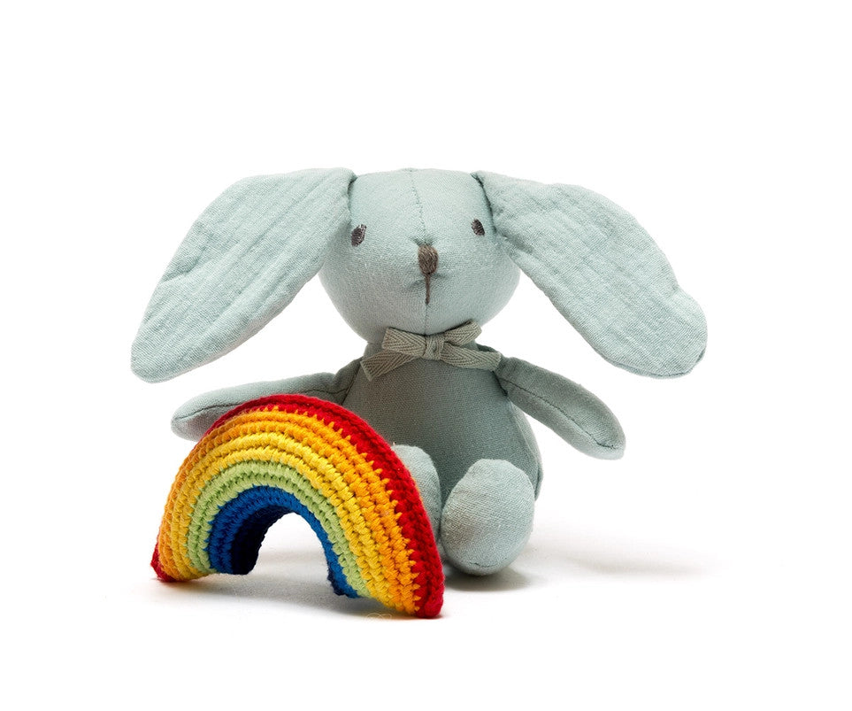 Best Years Cotton Bunny Rabbit Baby Toy In Teal Colour