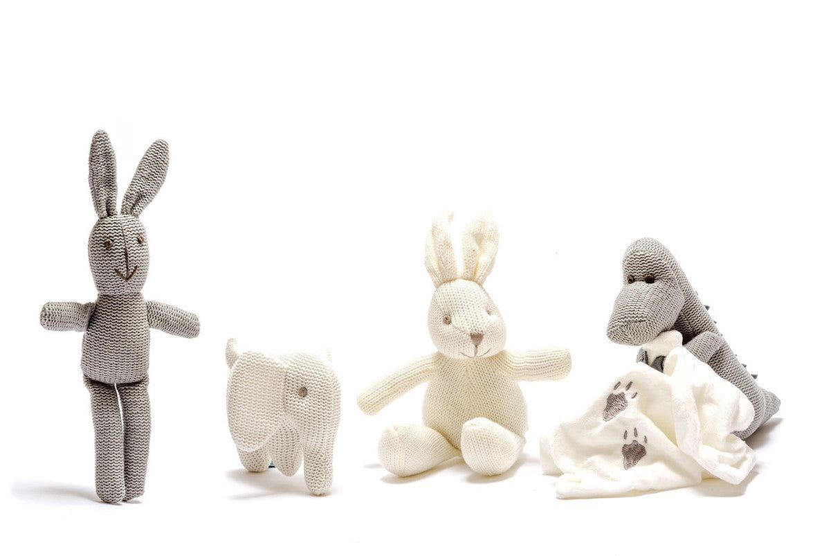 Best Years Knitted Organic Cotton Baby Rattle White Bunny