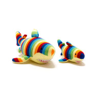 BEST YEARS KNITTED SHARK PLUSH TOY IN BRIGHT STRIPES