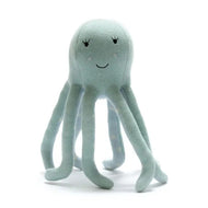 BEST YEARS TACTILE KNITTED ORGANIC COTTON SEA GREEN PLUSH TOY OCTOPUS