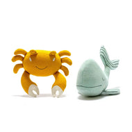 BEST YEARS TACTILE SEA GREEN WHALE PLUSH TOY IN ORGANIC COTTON KNIT