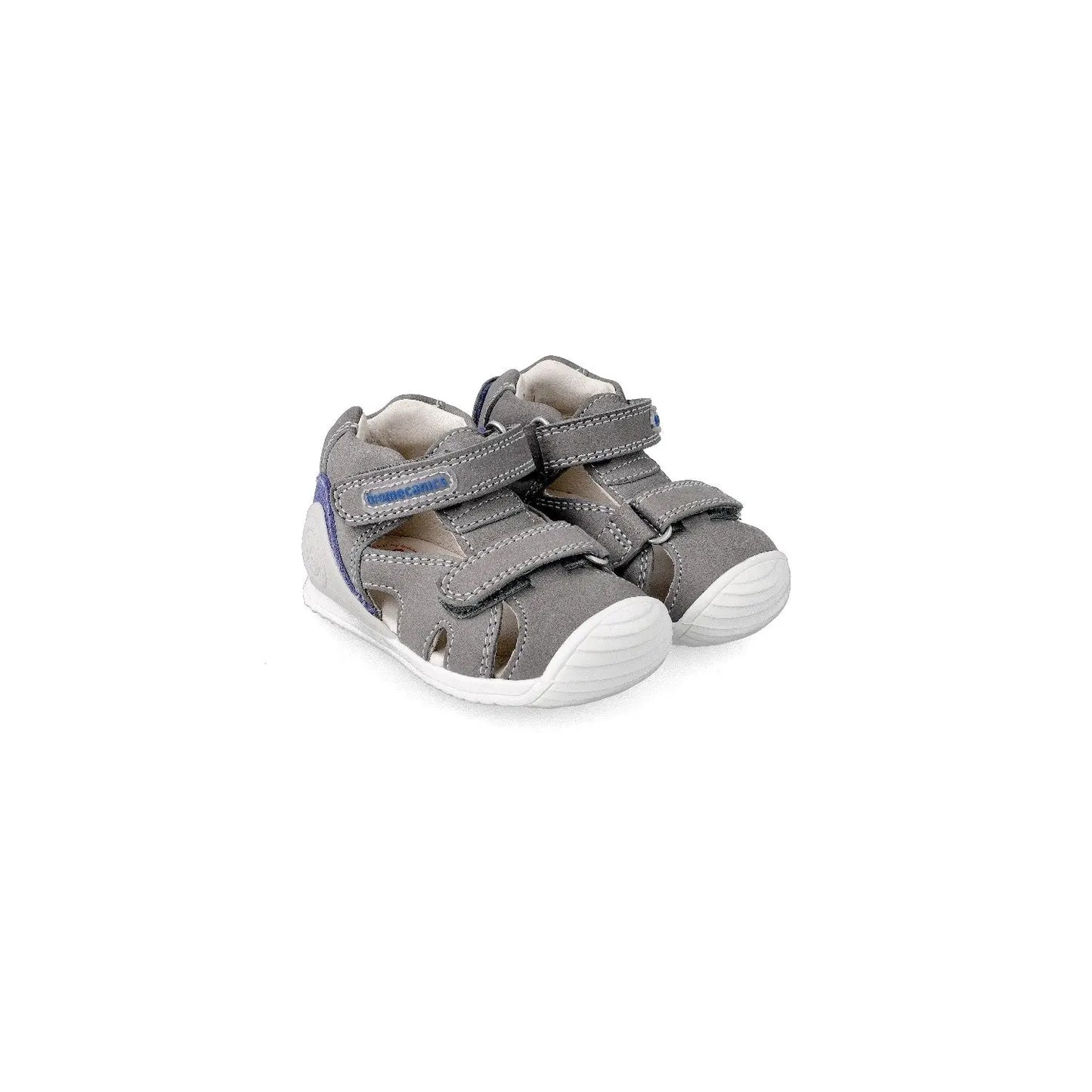 Biomecanics casual printed sandal, grey fabric, Velcro straps, toddler shoe