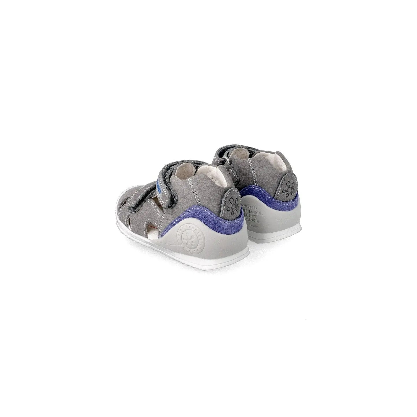 Biomecanics sandalia estampada casual gris con detalle morado