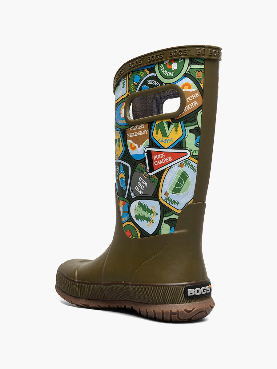 Bogs Rainboot Camping Patches Army Green Multi