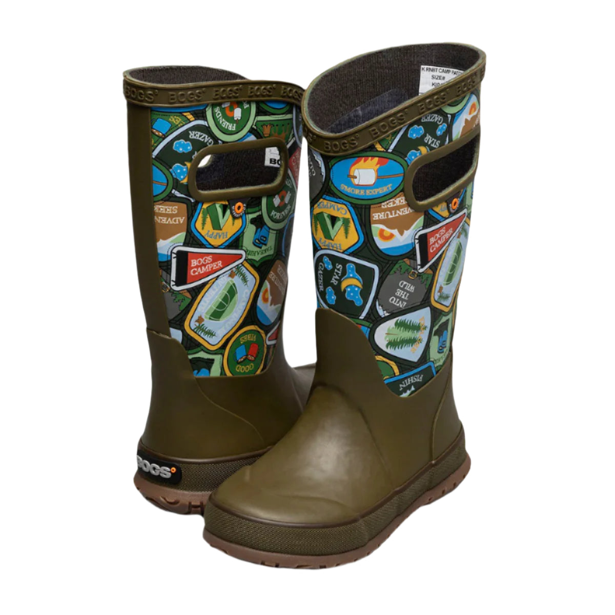 BOGS RAINBOOT CAMPING PATCHES ARMY GREEN MULTI - baby enRoute