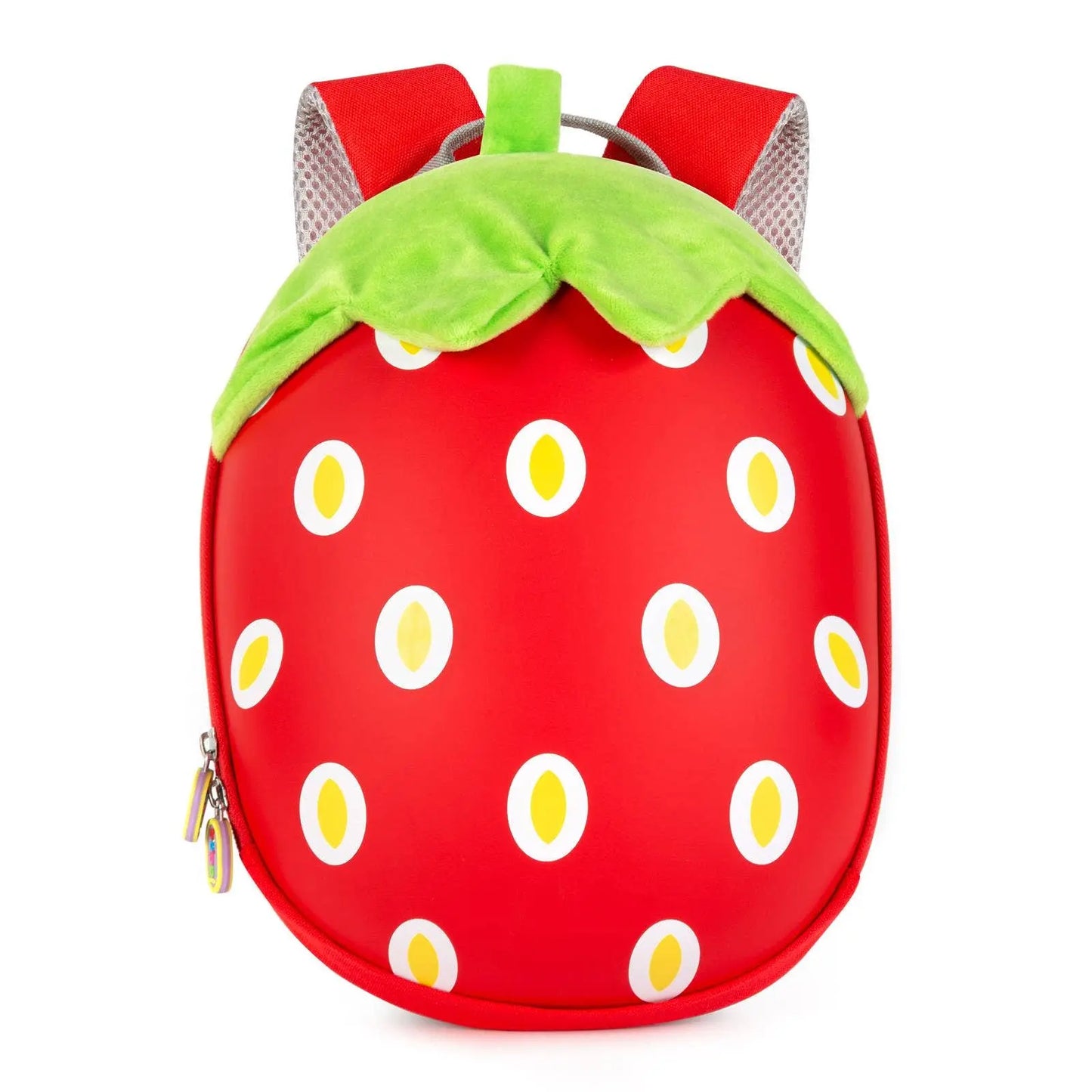 Boppi Tiny Trekker kids backpack, strawberry-shaped red with seeds