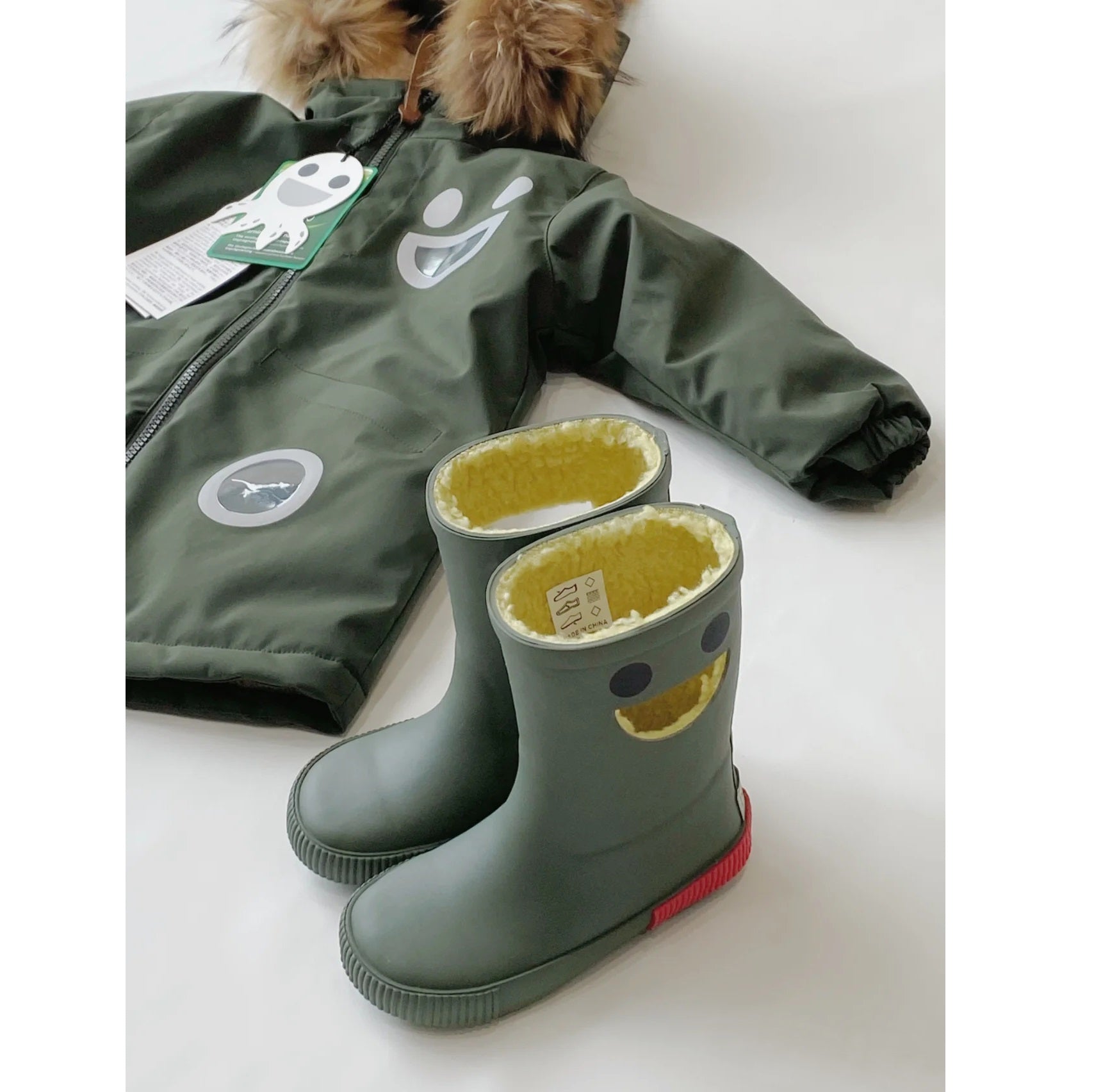 Boxbo Wistiti Fleece Lined Rainboots Forest Green