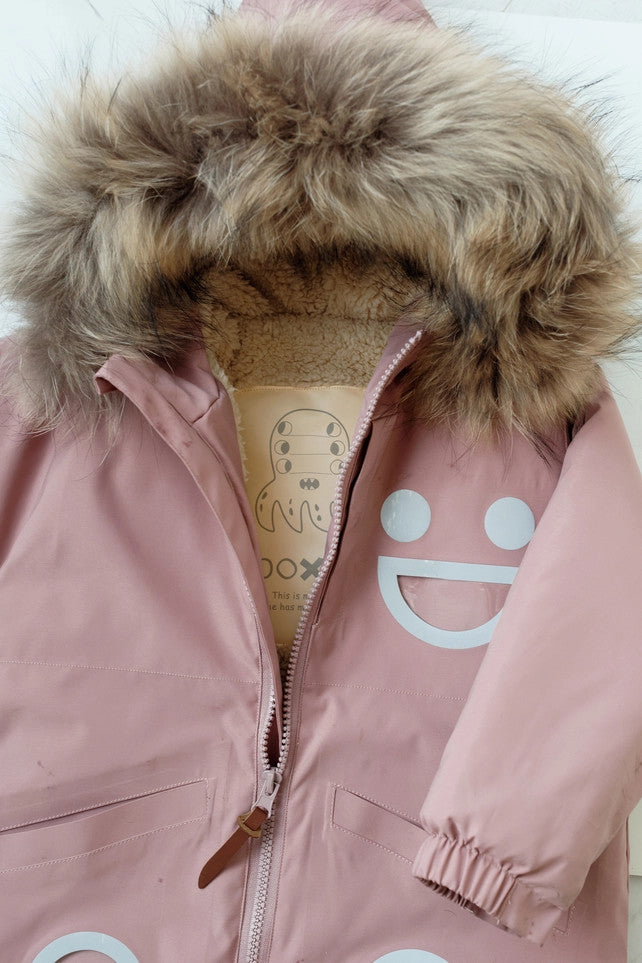 BOXBO WISTITI FLEECE LINED WATERPROOF & SNOWPROOF FUR JACKET DUSTY ROSE PINK - baby enRoute