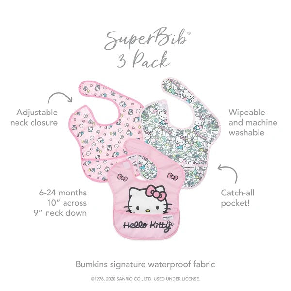 Bumkins Disney Superbib 3pk-Hello Kitty