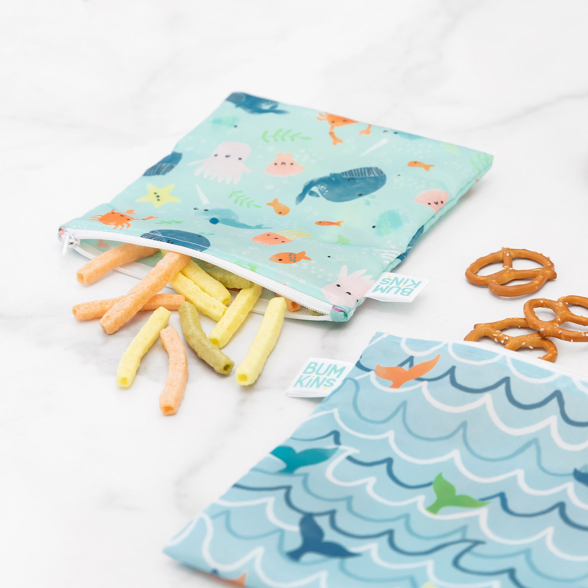 Bumkins Large Snack Bag 2pk Ocean Life
