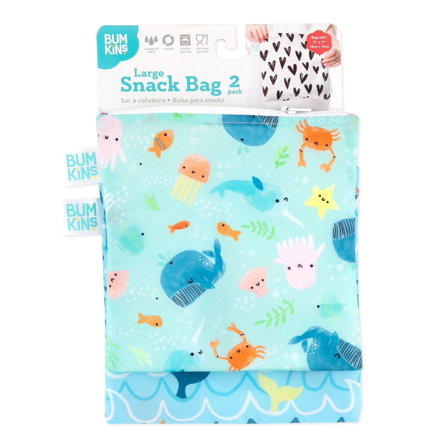 BUMKINS LARGE SNACK BAG 2PK - OCEAN LIFE - baby enRoute