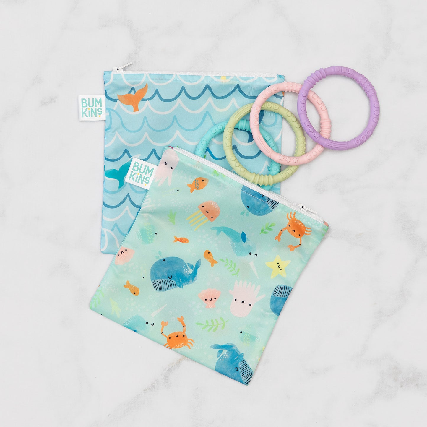 BUMKINS LARGE SNACK BAG 2PK - OCEAN LIFE - baby enRoute