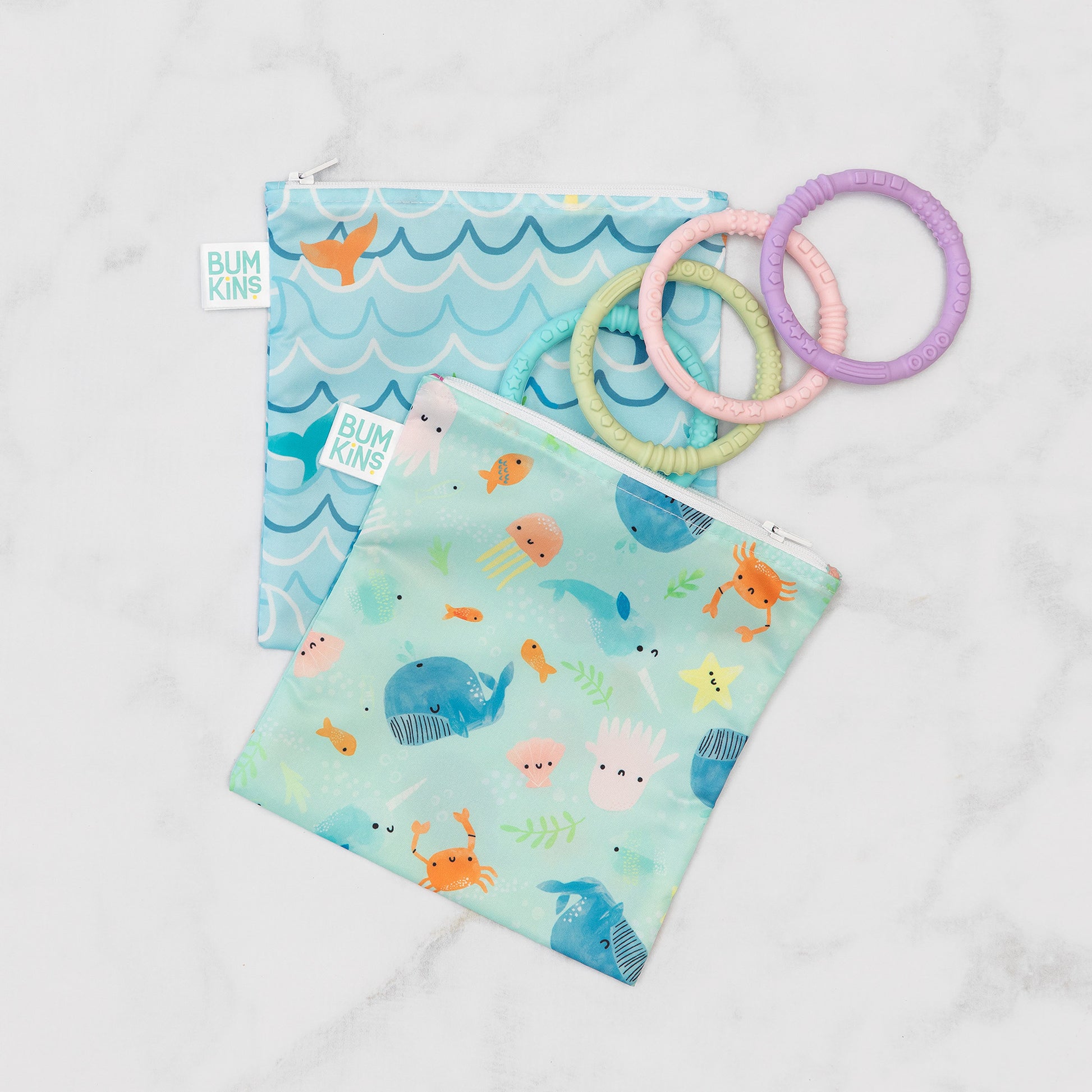 Bumkins Large Snack Bag 2pk Ocean Life