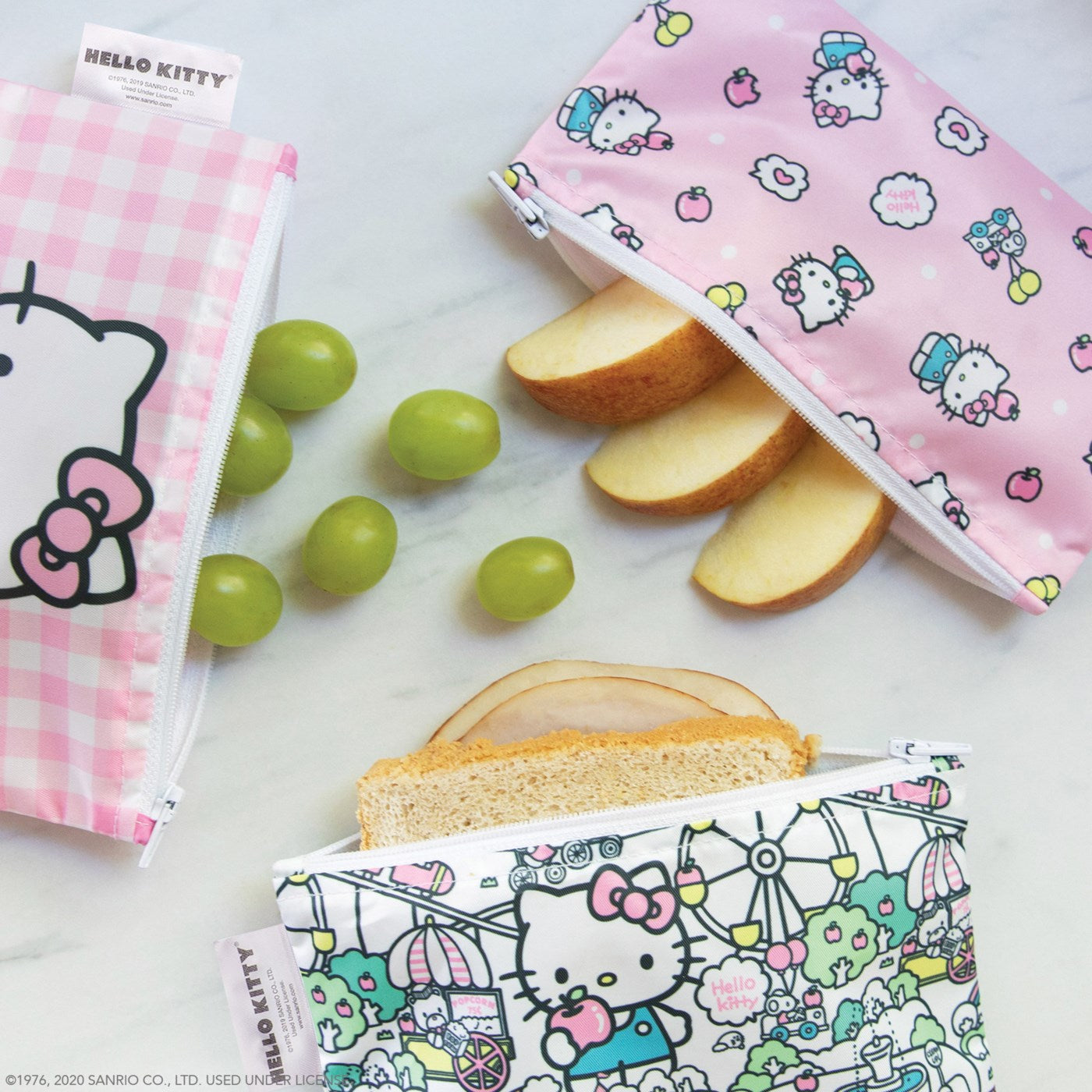 BUMKINS REUSABLE SNACK BAG 3PK-HELLO KITTY - baby enRoute