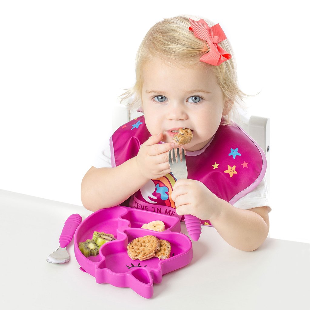 BUMKINS SILICONE GRIP DISH UNICORN
