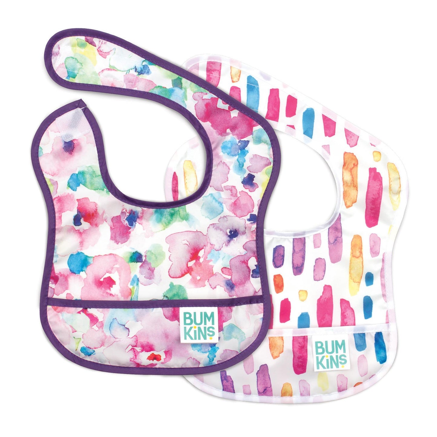 BUMKINS STARTER BIB WATERCOLOURFLOWER-2PK - baby enRoute