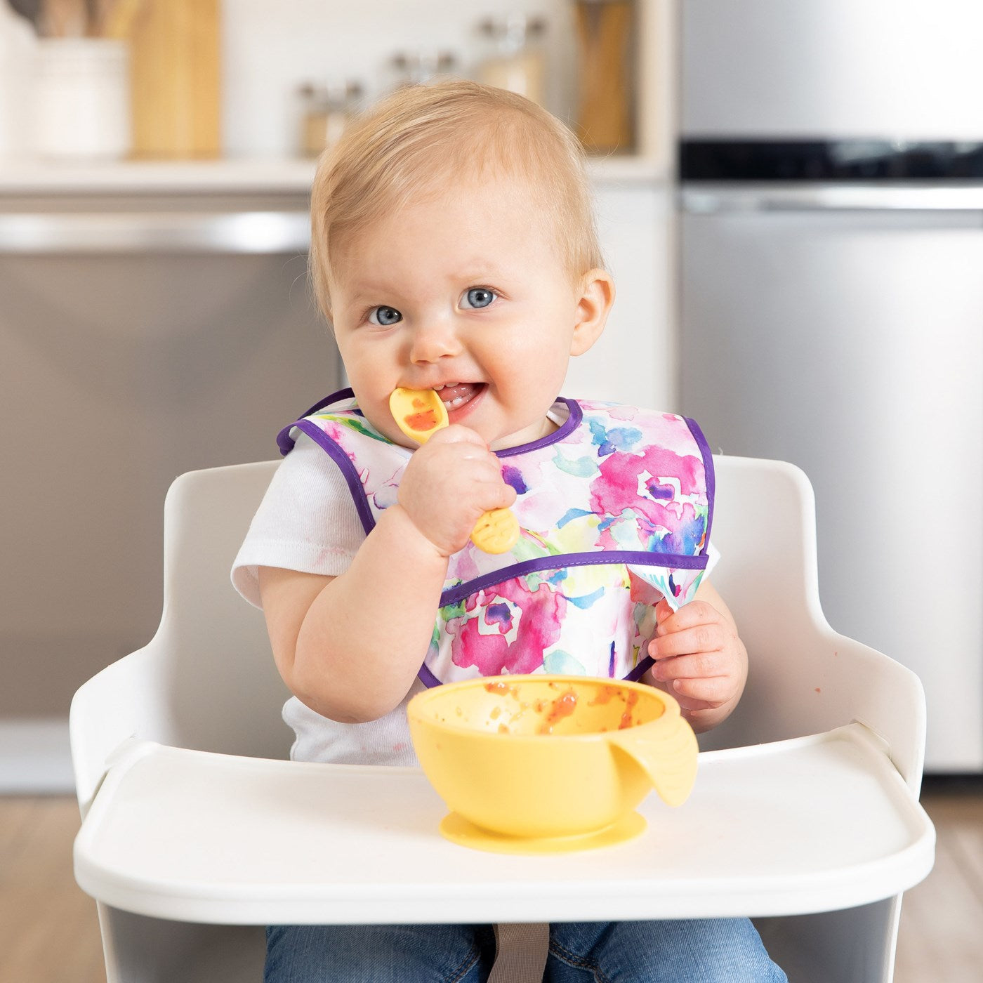 BUMKINS STARTER BIB WATERCOLOURFLOWER-2PK - baby enRoute