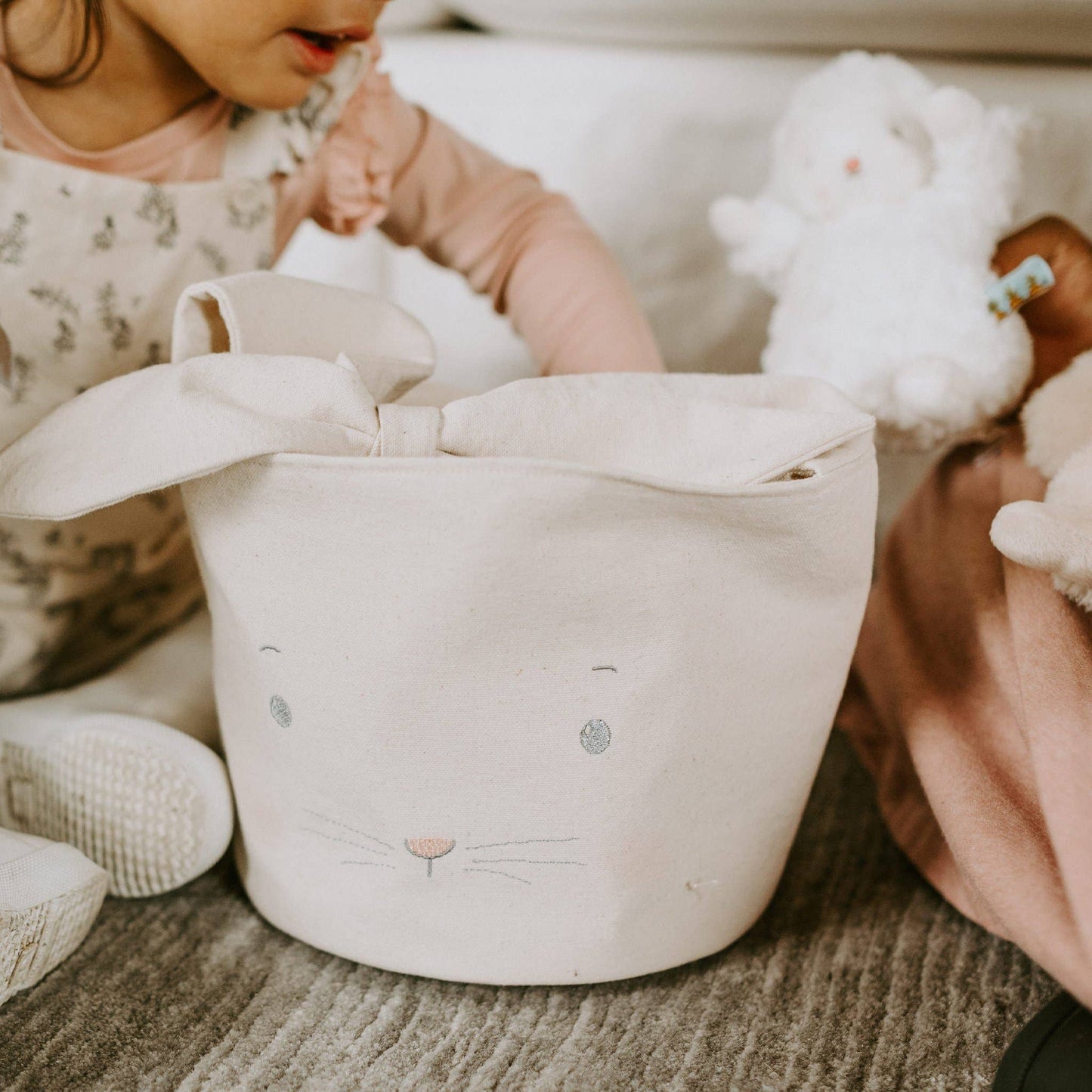 BUNNIES BY THE BAY BUN BUN BUNNY BASKET CREAM - baby enRoute