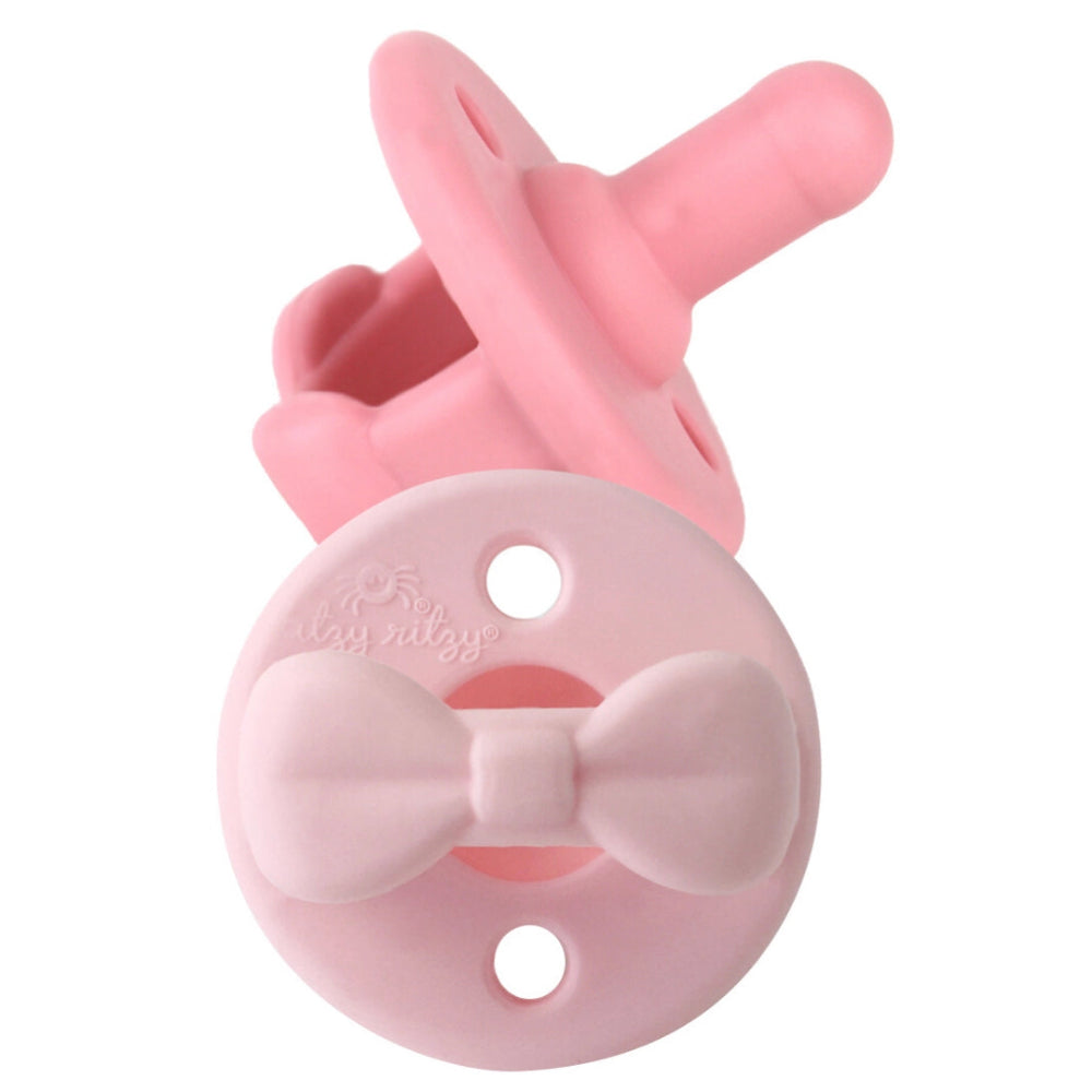 Itzy Ritzy pacifier set pink natural rubber with bow