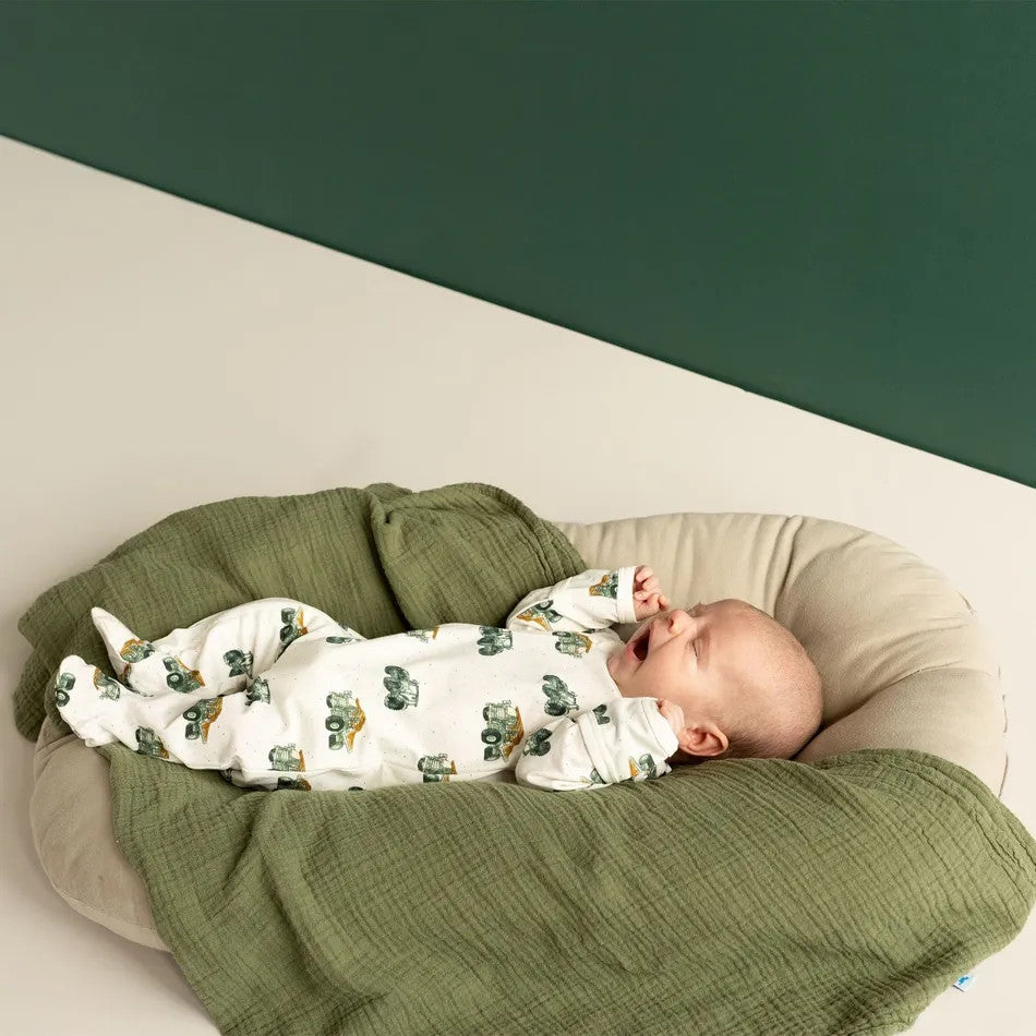 COCCOLI INFANT COTTON MODA ZIP FOOTIE CREAM TRACTORS