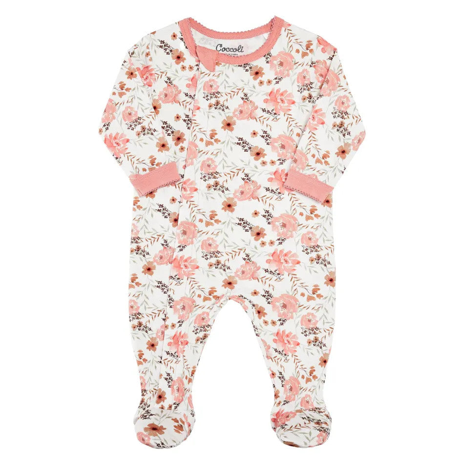 COCCOLI INFANT FLORAL COTTON-MODA ZIP FOOTIE