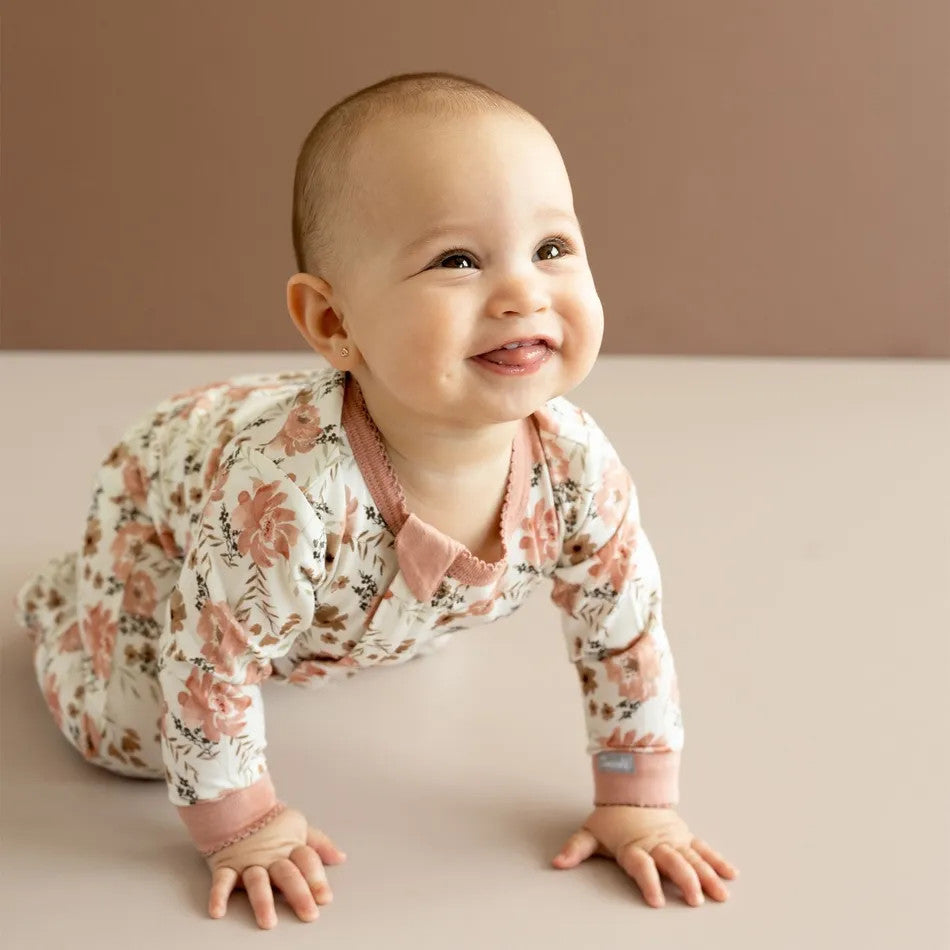 COCCOLI INFANT FLORAL COTTON-MODA ZIP FOOTIE