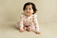 COCCOLI INFANT MODAL ROMPER HEARTS ON CREAM