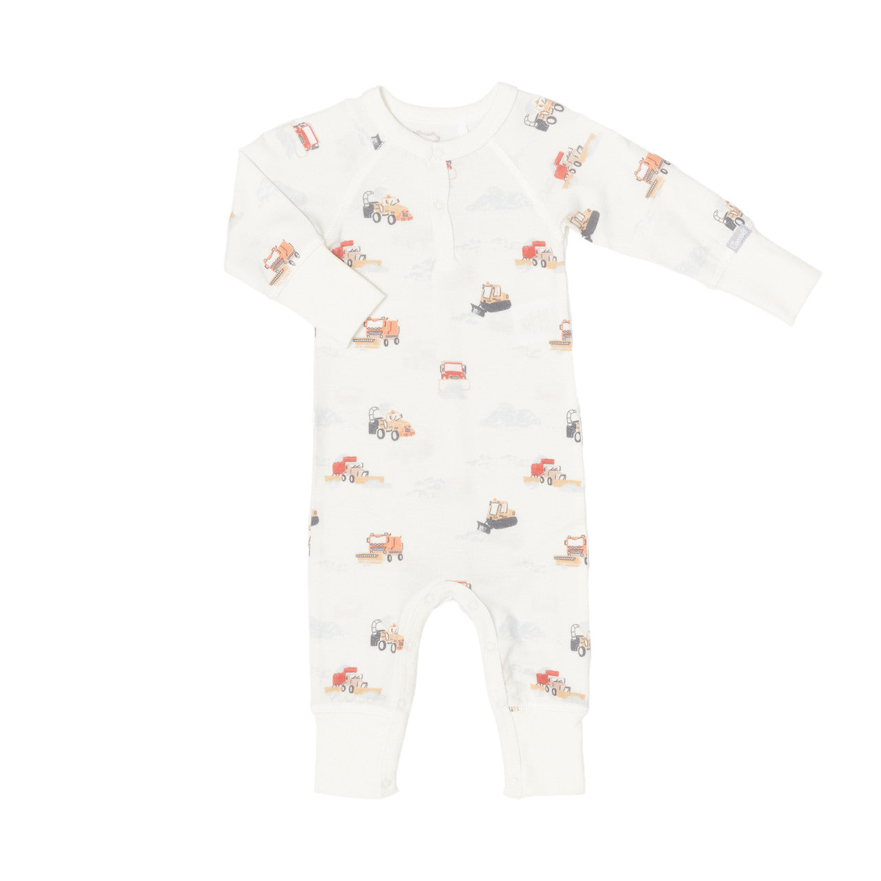 COCCOLI INFANT MODAL UNIONSUIT SNOWPLOWS ON CREAM