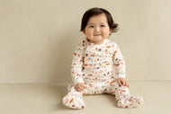 COCCOLI INFANT MODAL ZIPPER FOOTIE MUSHROOMS ON CREAM