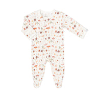 COCCOLI INFANT MODAL ZIPPER FOOTIE MUSHROOMS ON CREAM