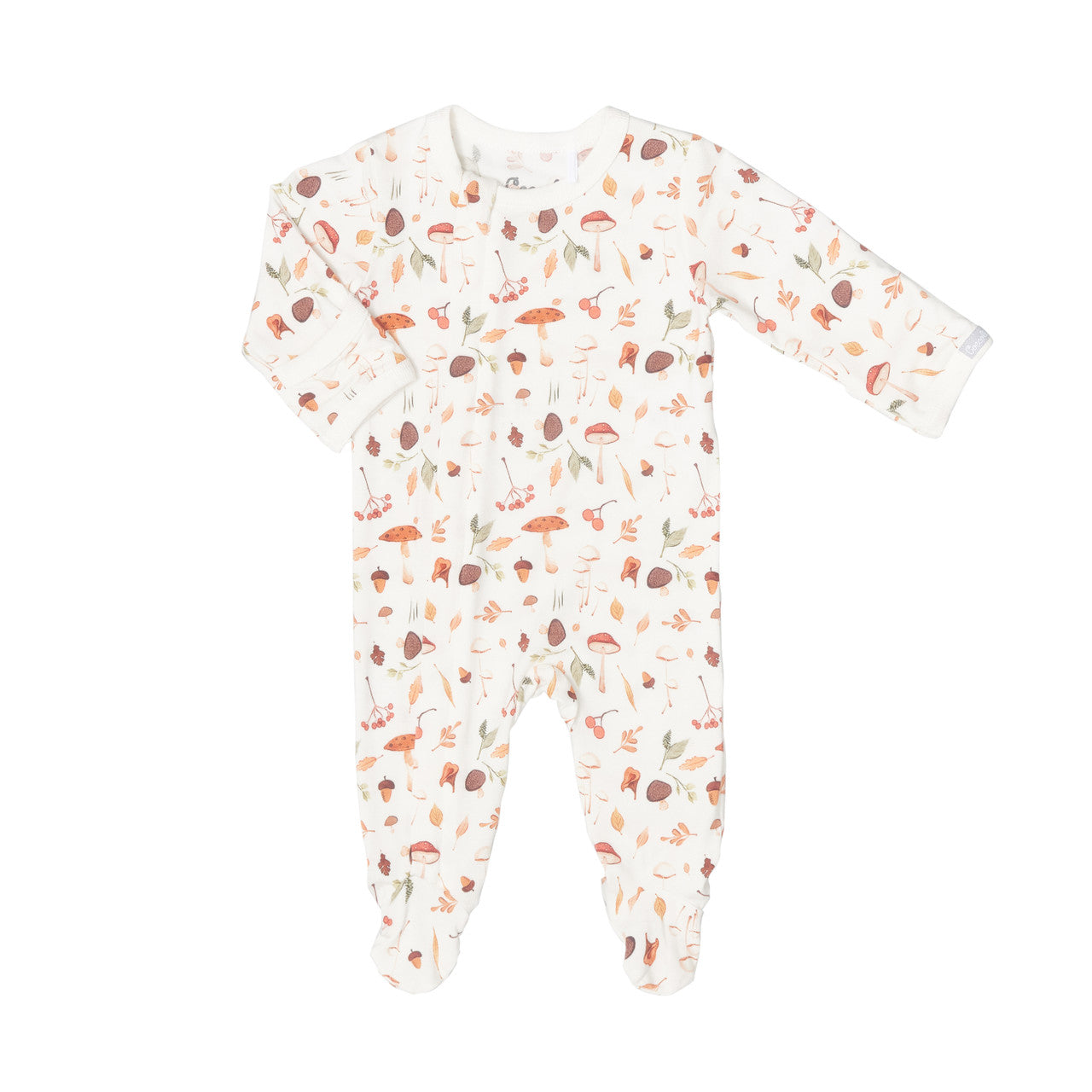 COCCOLI INFANT MODAL ZIPPER FOOTIE MUSHROOMS ON CREAM