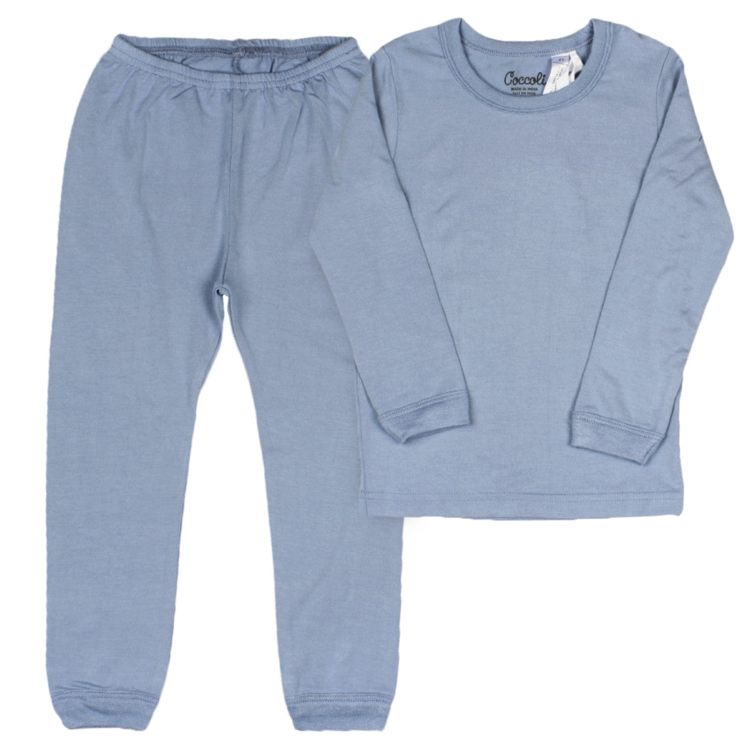 COCCOLI KID LONG SLEEVE MODAL PYJAMAS STEEL BLUE JERSEY