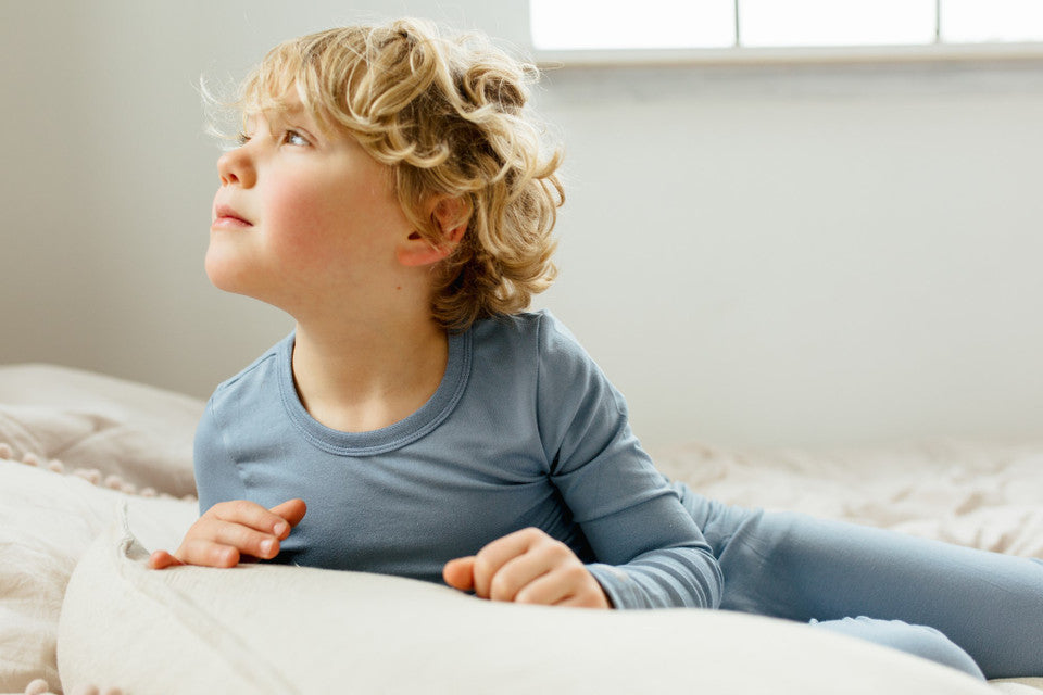 COCCOLI KID LONG SLEEVE MODAL PYJAMAS STEEL BLUE JERSEY