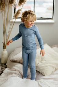 COCCOLI KID LONG SLEEVE MODAL PYJAMAS STEEL BLUE JERSEY