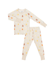 COCCOLI KID MODAL PAJAMAS  GHOSTS ON BEIGE