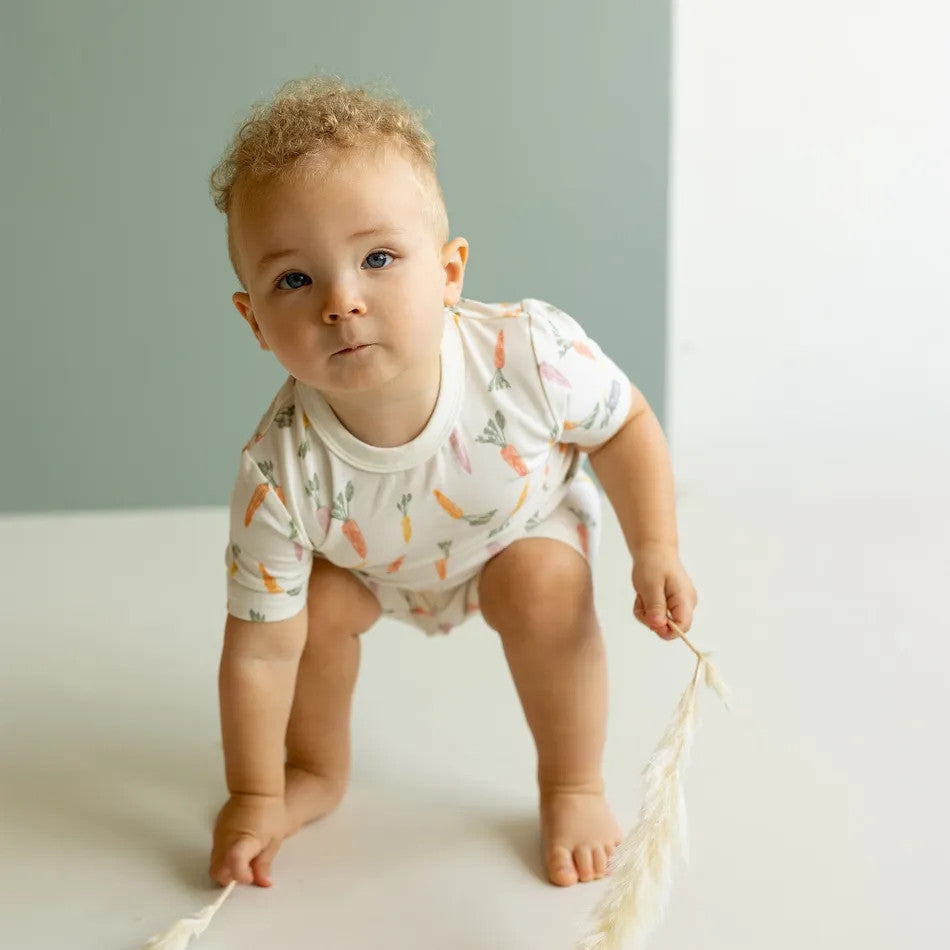 COCCOLI KID MODAL SHORT SLEEVE PYJAMA CARROTS ON CREAM