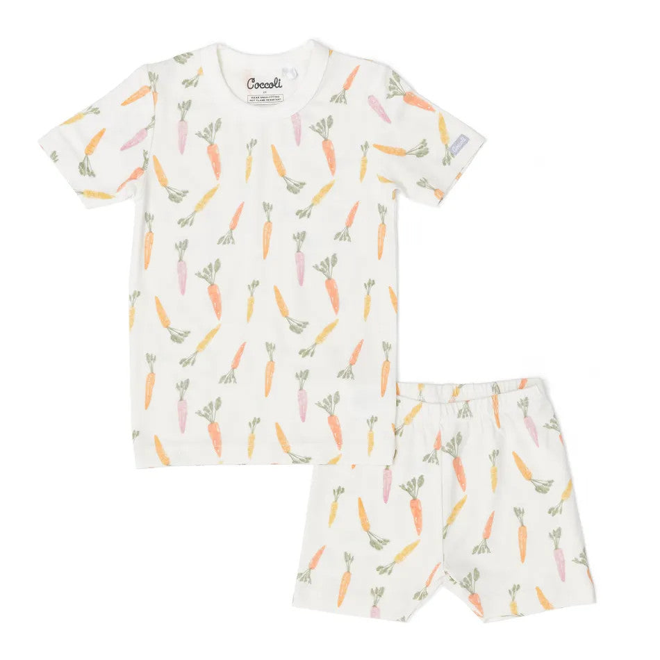 COCCOLI KID MODAL SHORT SLEEVE PYJAMA CARROTS ON CREAM