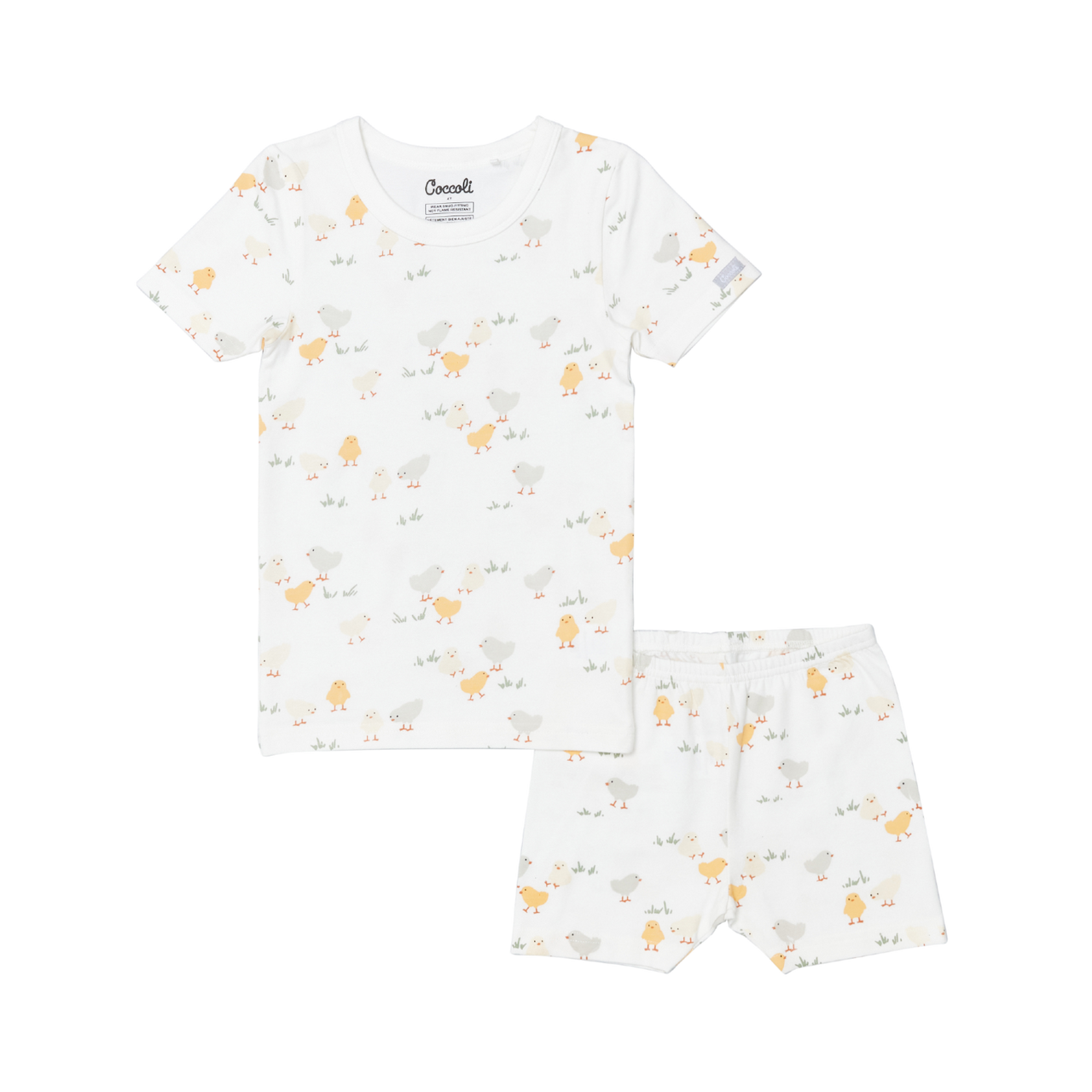 COCCOLI KID SHORT SLEEVE COTTON MODAL PYJAMA CHICKS ON CREAM