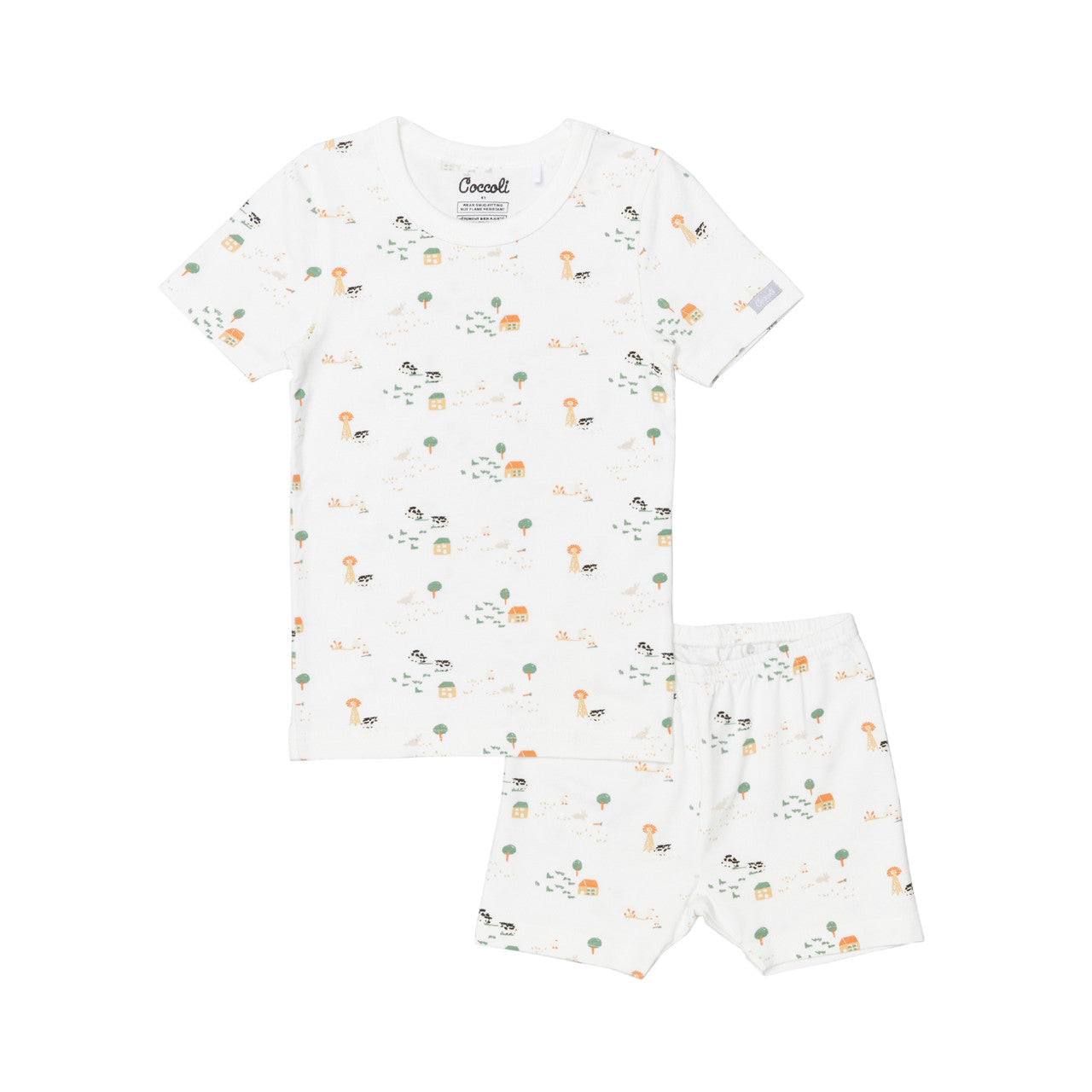 COCCOLI KID SHORT SLEEVE MODAL PYJAMA FARM ANIMALS ON CREAM