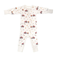 Coccoli Infant Modal Unionsuit Tractors On Oat Milk