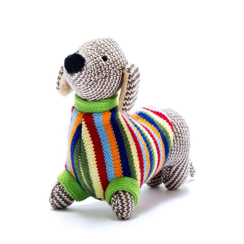 Best Years Knitted Baby Rattle Sausage Dog