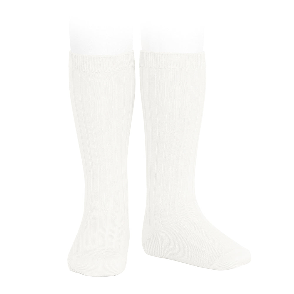 CONDOR BASIC RIB KNEE HIGH SOCKS CREAM