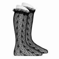 Condor Ceremony Silk Lace Knee High Tights Black