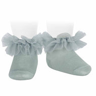 CONDOR FRILL TULLE ANKLE SOCKS SEA MIST