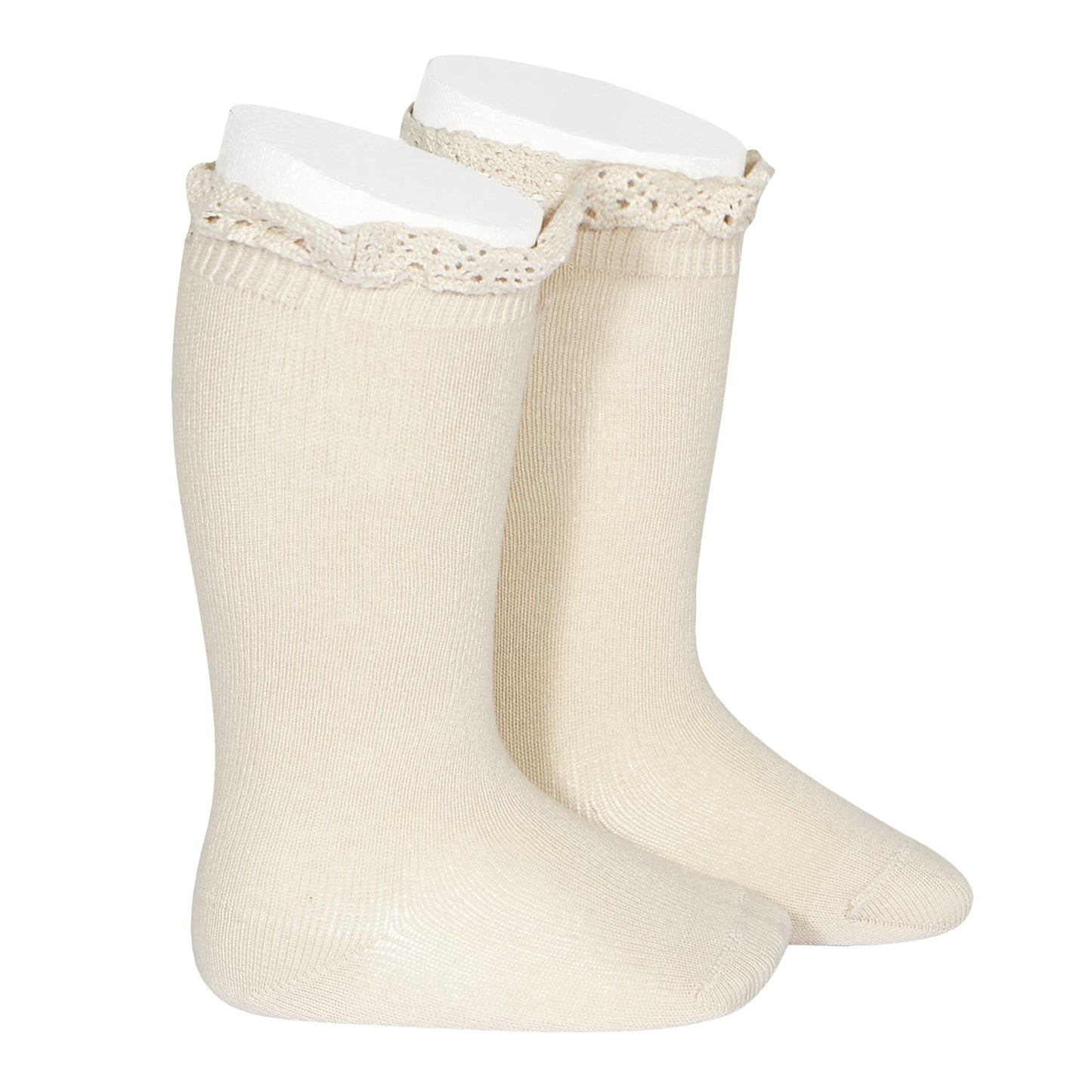 CONDOR KNEE SOCKS WITH LACE EDGING CUFF LINEN - baby enRoute