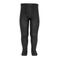 CONDOR MERINO WOOL-BLEND RIB TIGHTS BLACK