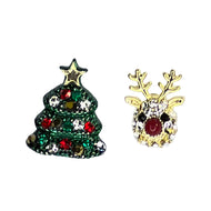 NEMIBABY EARRINGS CHRISTMAS TREE & DEER- 925 STERLING SILVER PINS