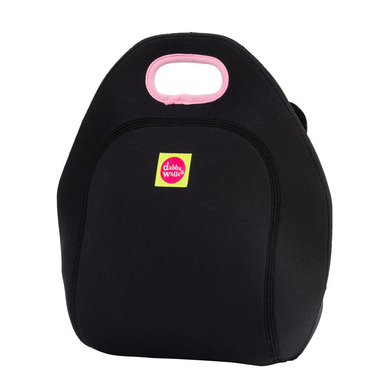Dabbawalla lunch bag black with pink handle