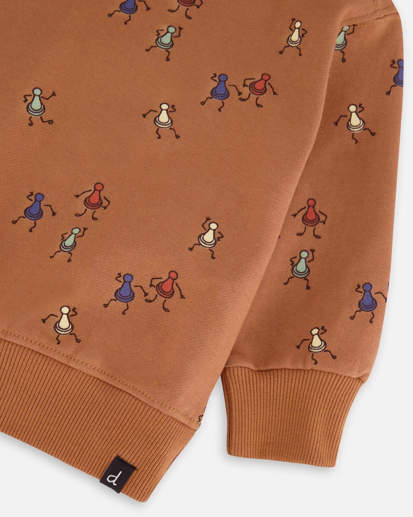 DEUX PAR DEUX FLEECE HOODIE CARAMEL WITH PRINTED PAWNS